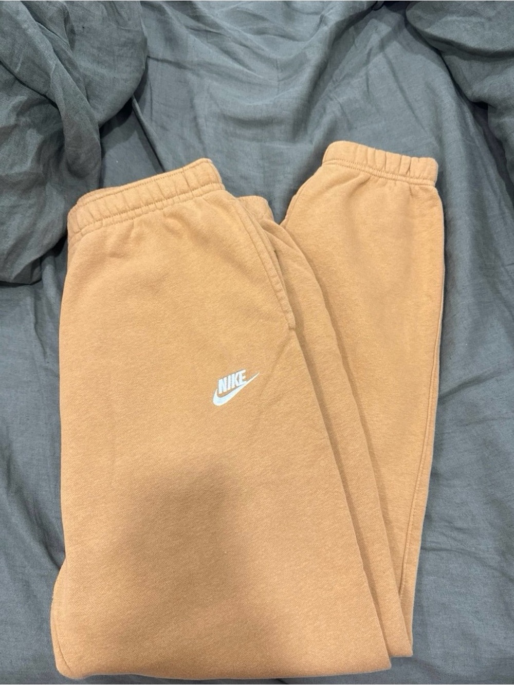 Nike Kids Camel/Tan Sweatpants with White Swoosh